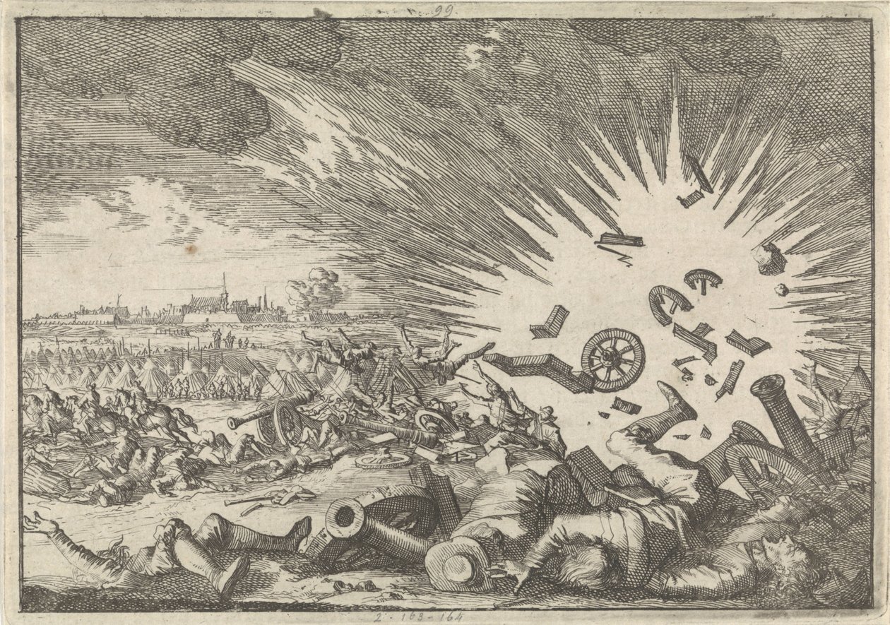 Namur kuşatması sırasında bir Fransız barut dergisinin patlaması, 1640 by Caspar Luyken