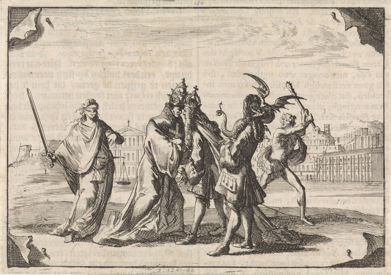 Louis ile Papa XI. Masum arasındaki savaşı tasvir eden karikatür, 1687 by Caspar Luyken