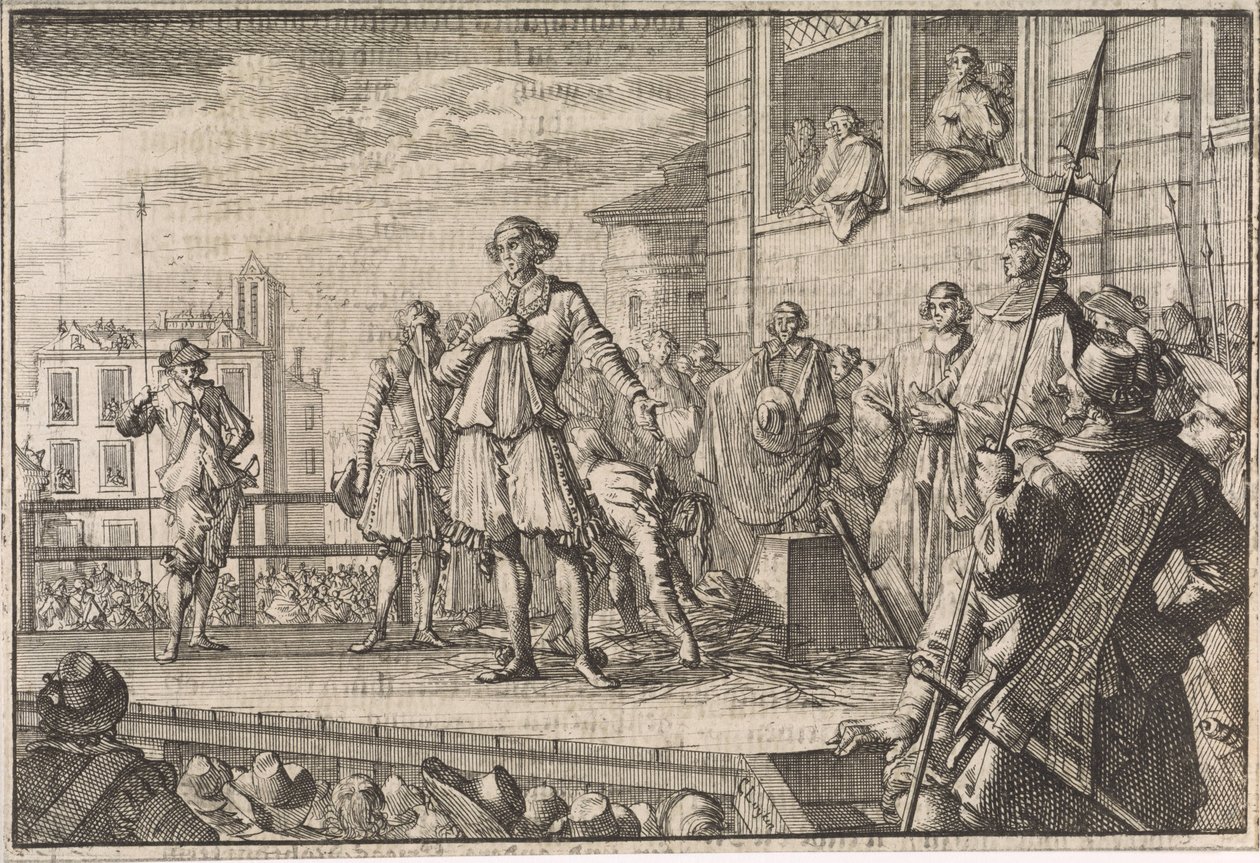 Thomas Wentworth, Strafford Kontu İskeleden İnsanlara Sesleniyor, 1641 by Caspar Luyken