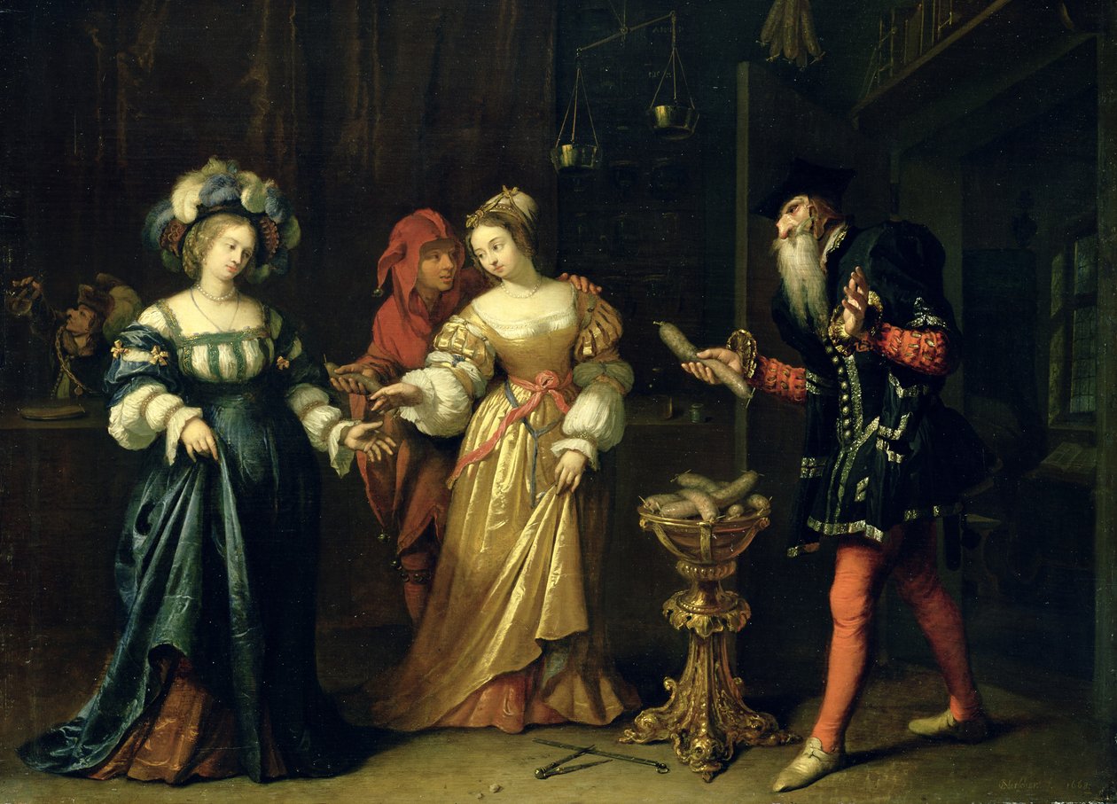 Maskeli Bir Joker, 1668 by Caspar Netscher