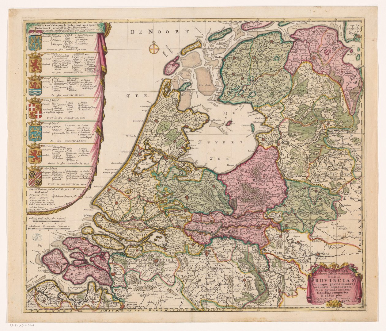 Yedi Birleşik Hollanda Cumhuriyeti Haritası Land caerte van 