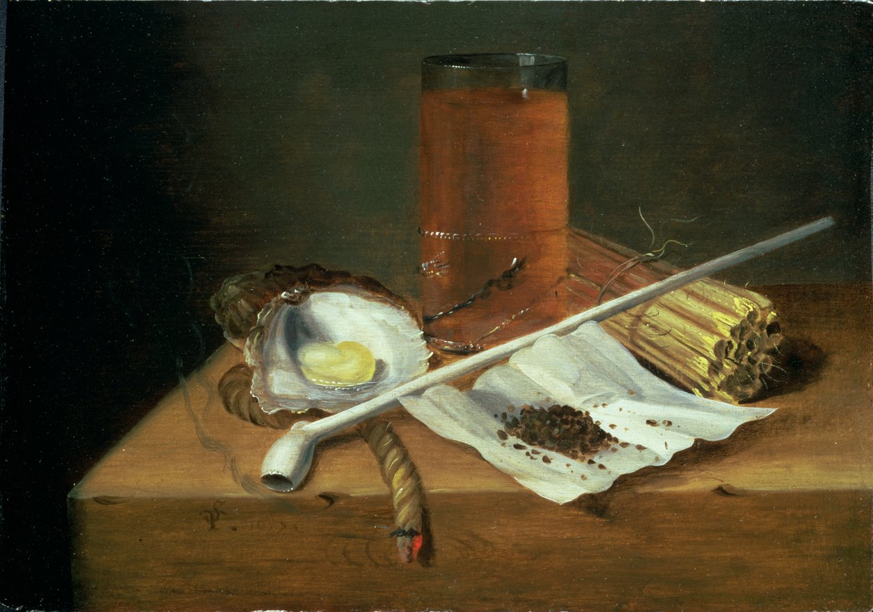 Sigara İçme Şartlarıyla Natürmort, 1659 (panel) by Casparus Smits