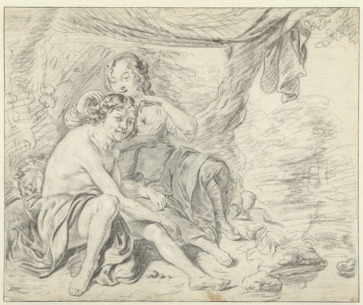 Bir Çobanı Defne Çelengi İle Taçlandıran Çoban by Casper Casteleyn (attributed to)