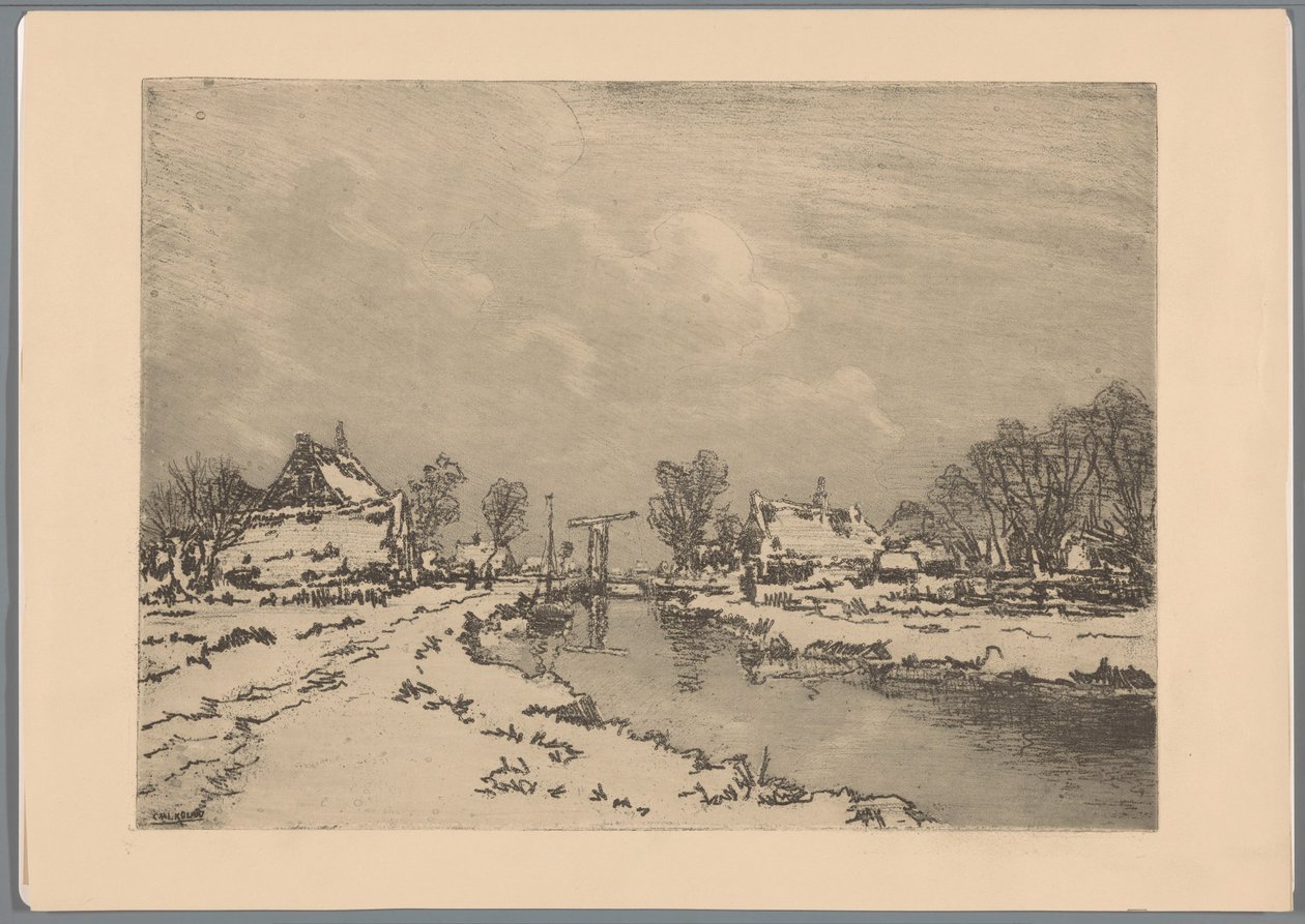 Kanal ve asma köprü ile karlı manzara by Casper M.L. Kouw