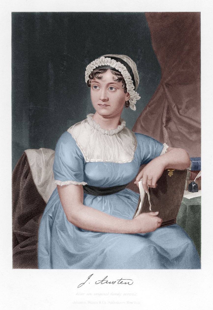 Jane Austen gravür daha sonra renklendirme by Cassandra Austen