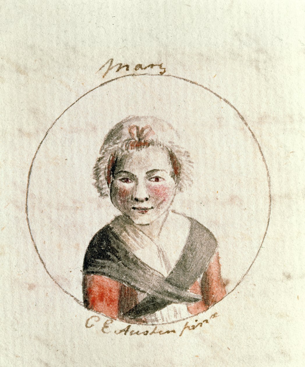 Mary Tudor, c.1790 (kağıt üzerinde kalem ve mürekkep ve wc) by Cassandra Austen