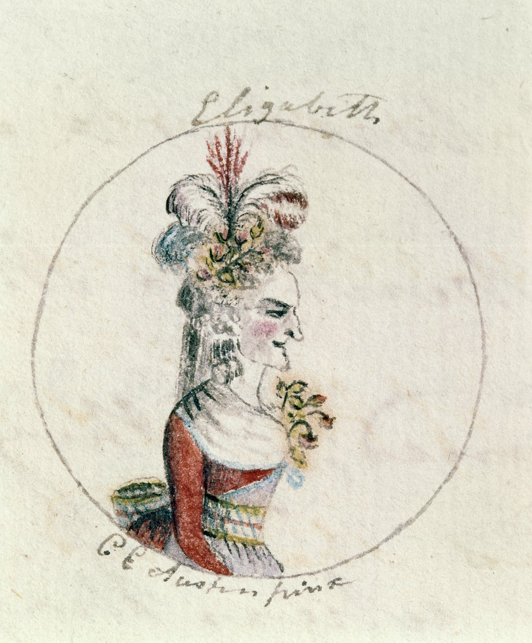 Kraliçe I. Elizabeth, c.1790 (kağıt üzerinde kalem ve mürekkep ve tuvalet) by Cassandra Austen