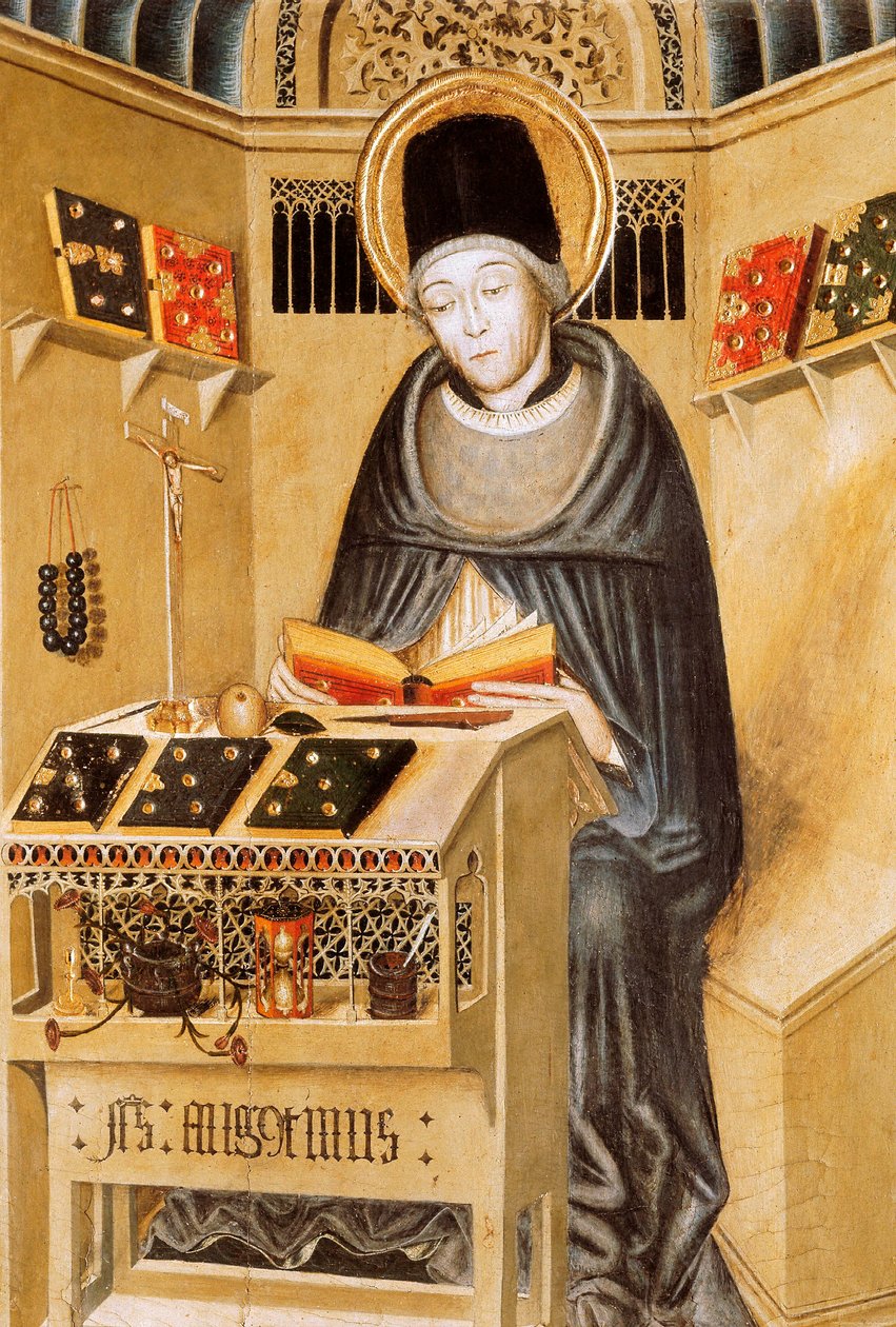 Hippo Aziz Augustine portresi (ahşap üzerine tempera) by Catalan School