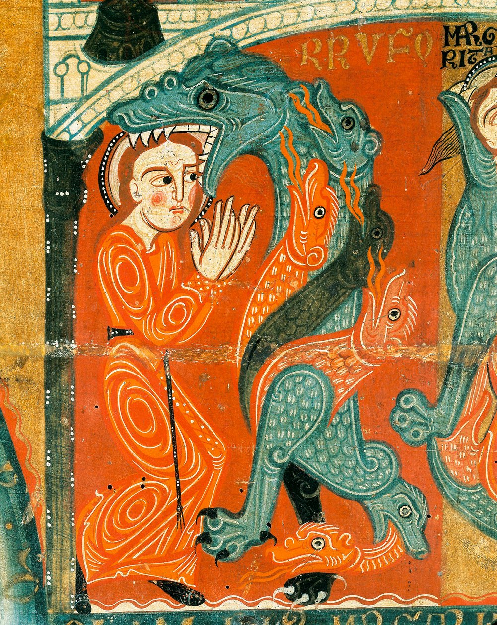 Aziz Margaret Şehitliği, detay (ahşap üzerine tempera) by Catalan School