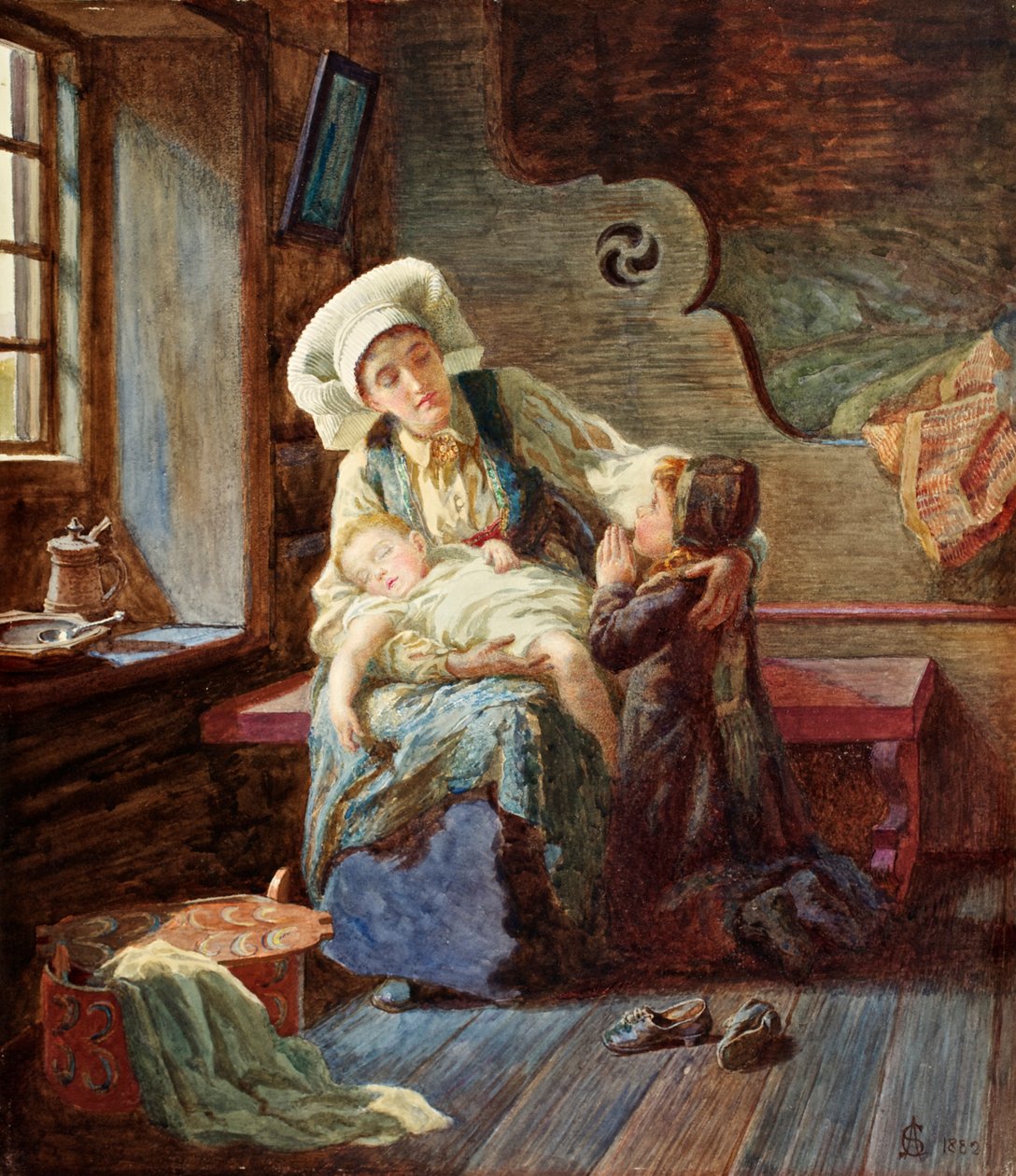 Evening in a Norwegian Home, 1882  by Catharine Adelaide Sparkes
