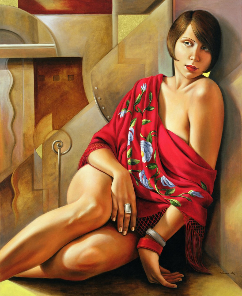 Sonbahar Yakutu (keten üzerine yağ) by Catherine Abel