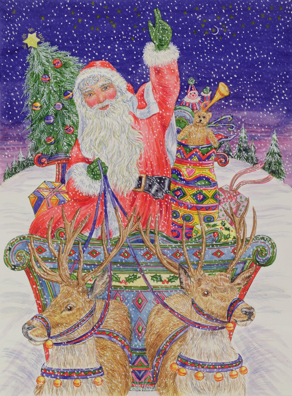 Noel arifesinde yola çıkan Noel Baba (kağıt üzerinde wc) by Catherine Bradbury