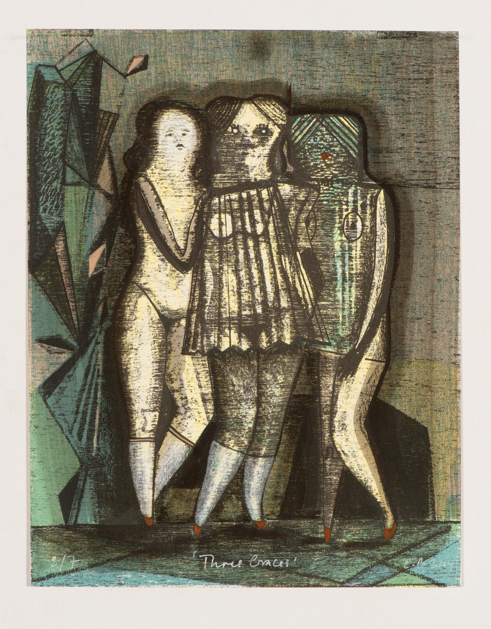 Üç Güzeller, 2014 (el boyaması ile mokulito litografi) by Cathie Pilkington
