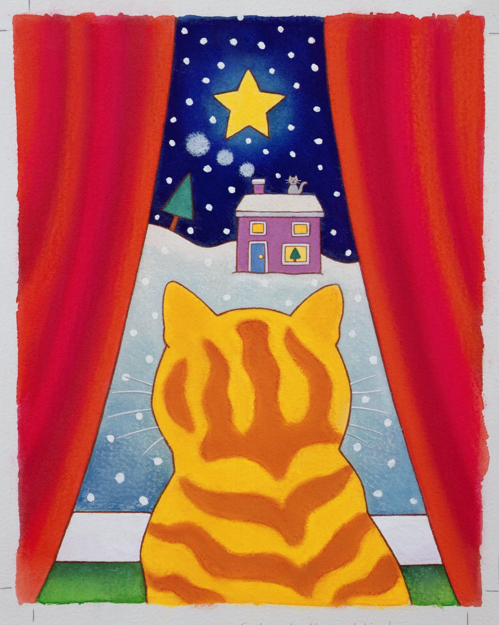 Penceredeki Kedi (kağıt üzerinde wc) by Cathy Baxter