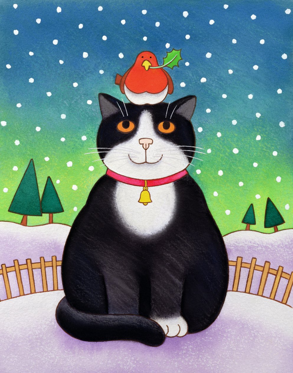 Robin ile Kedi (kağıt üzerinde wc) by Cathy Baxter