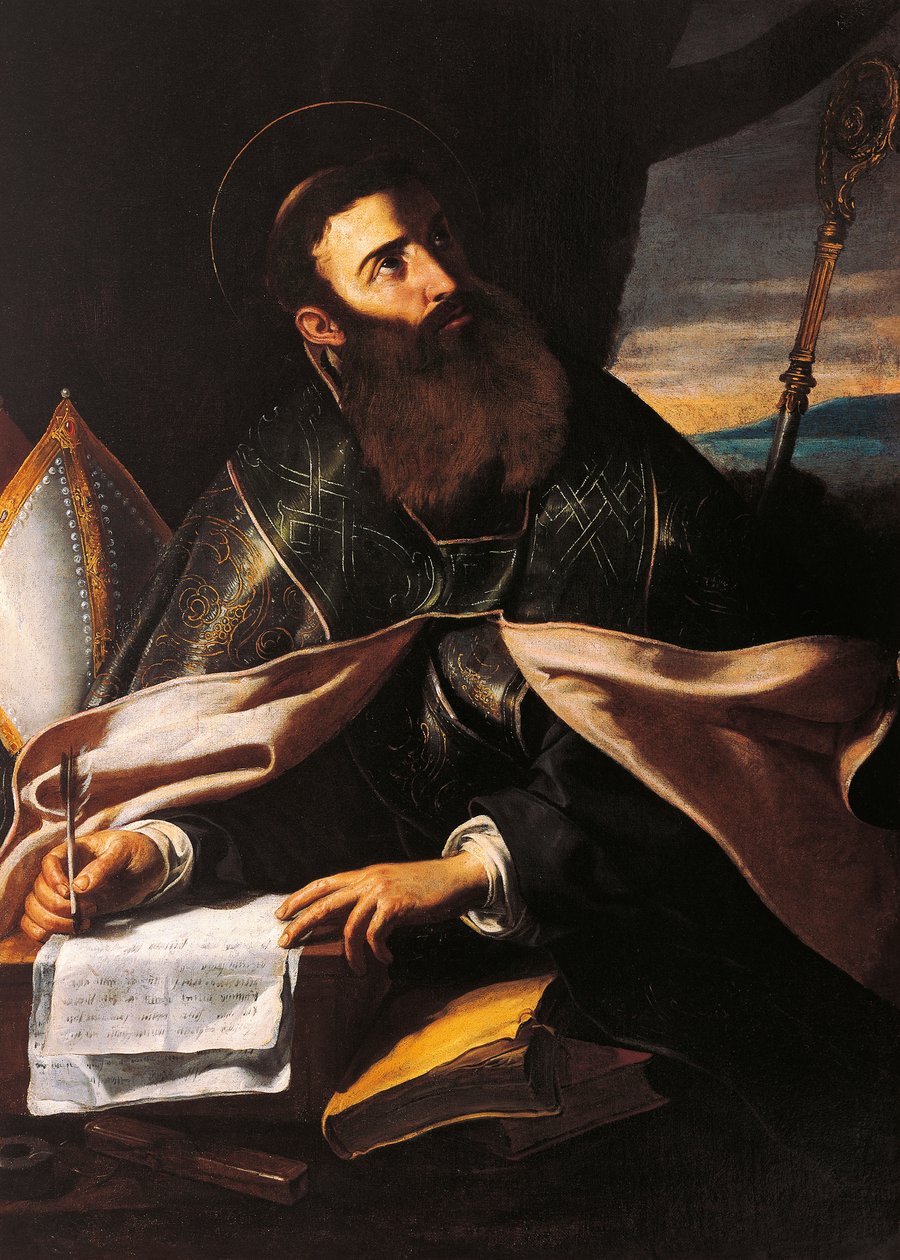 Su Aygırı Aziz Augustine Portresi (tuval üzerine yağlı boya) by Cecco de Caravaggio