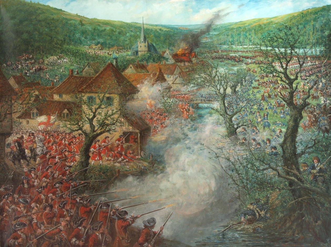 Bir kasabanın dışındaki savaş sahnesi by Cecil Gordon Lawson