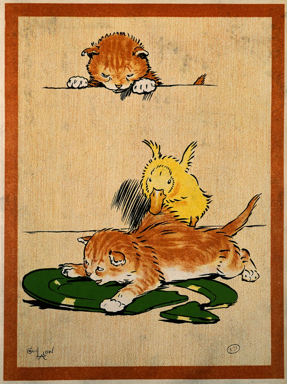 Kediler ve ördek. Cecil Aldin