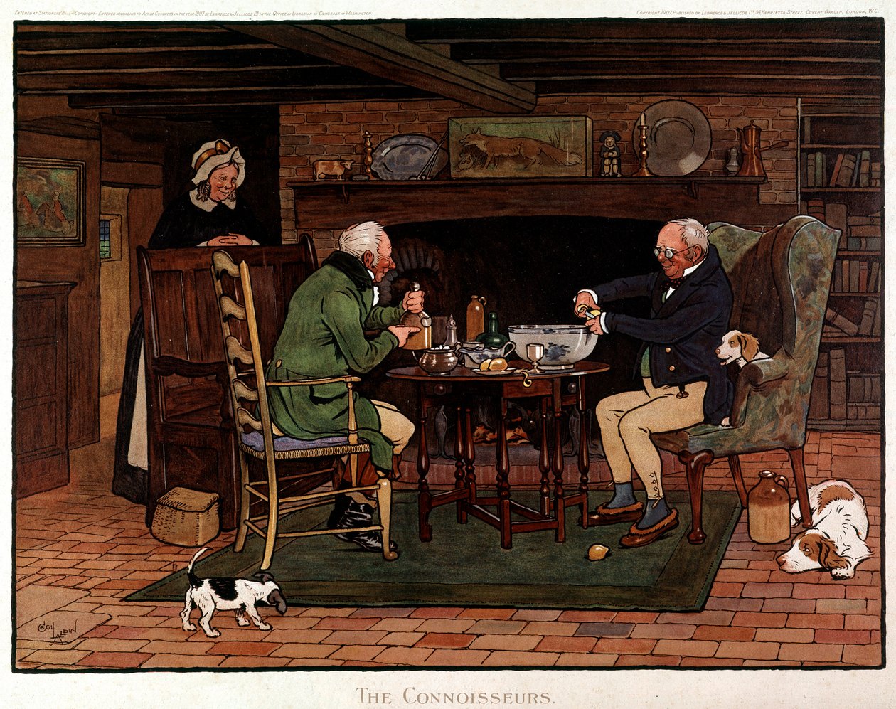 Uzmanlar İki İngiliz yumruk hazırlıyor. Cecil Aldin tarafından suluboya by Cecil Charles Windsor Aldin