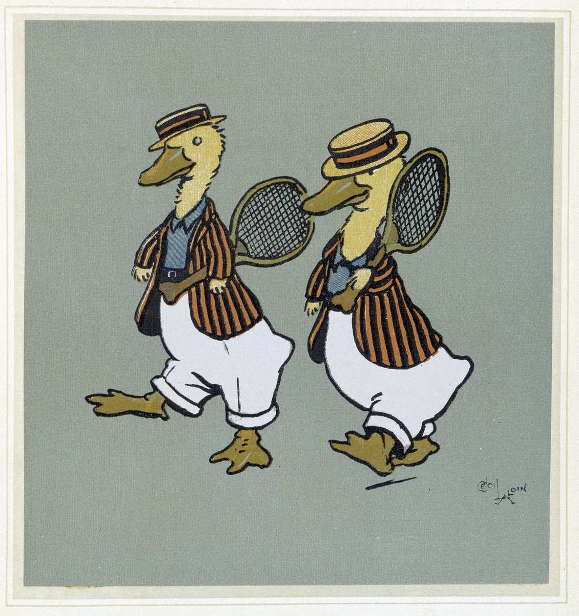 Tenise en uygun çift ördekler - “Mutlu Parti”de, hasta. yazan Cecil Aldin, ed. Hodder & Stoughton, Londra by Cecil Charles Windsor Aldin