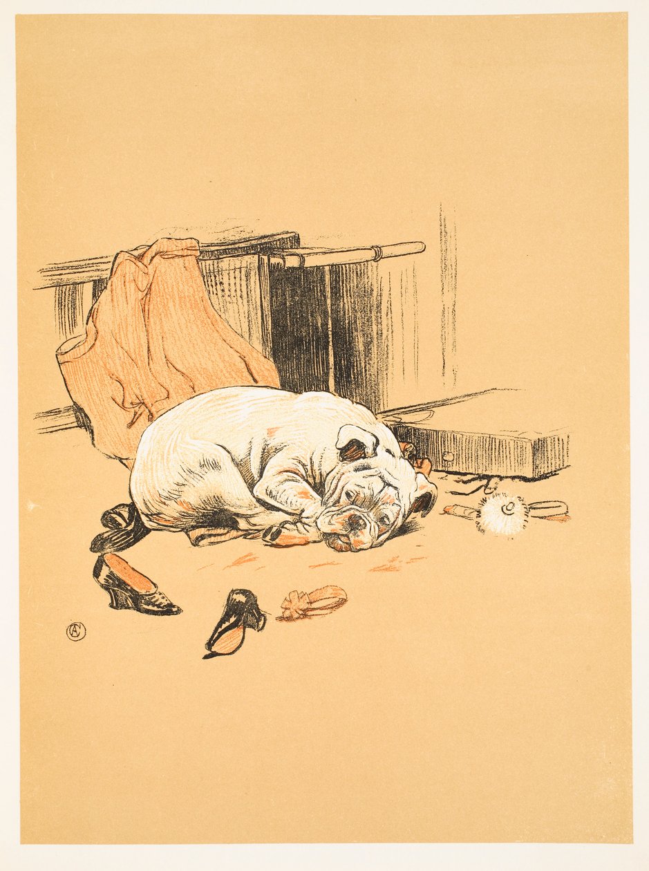 Çikolataları bulamamanın hayal kırıklığı, A Gay Dog, Story of a Foolish Year Aldin, Cecil Charles Windsor (1870-1935), William Heineman, 1905 yayınlandı. 1. Baskı, İllüstrasyon, Tebeşir ve C by Cecil Charles Windsor Aldin
