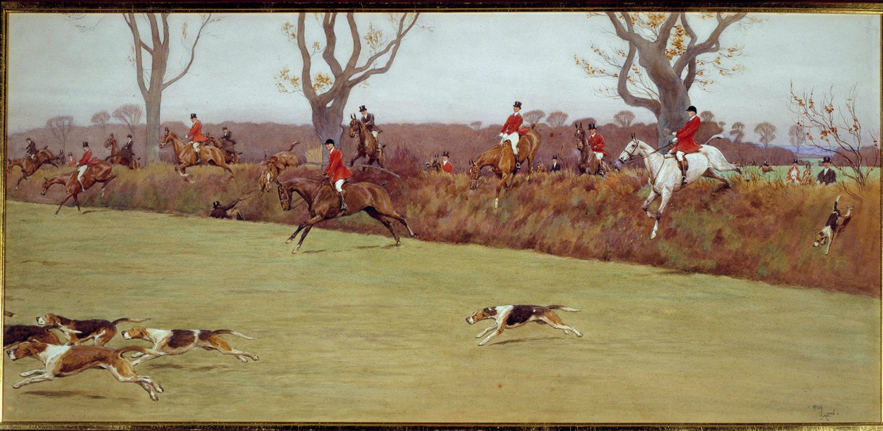 Av sahnesi, mürettebat Blackmoor Suluboya, Cecil Aldin (1870-1935) 19. yüzyıl Özel Koleksiyon by Cecil Charles Windsor Aldin