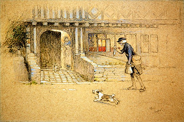 Eve Dönüş (renkli kağıt üzerinde renkli tebeşir) by Cecil Charles Windsor Aldin