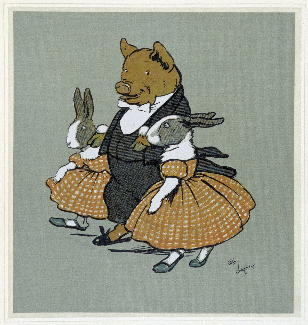 İki hahamlı bir pichon - “Mutlu Parti” de, hasta. Cecil Aldin, ed. Hodder & Stoughton, Londra by Cecil Charles Windsor Aldin