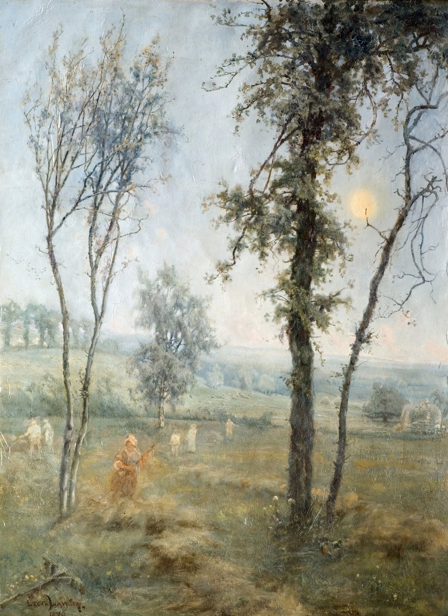 Ay Işığında Saman Yapımı, 1876. by Cecil Gordon Lawson