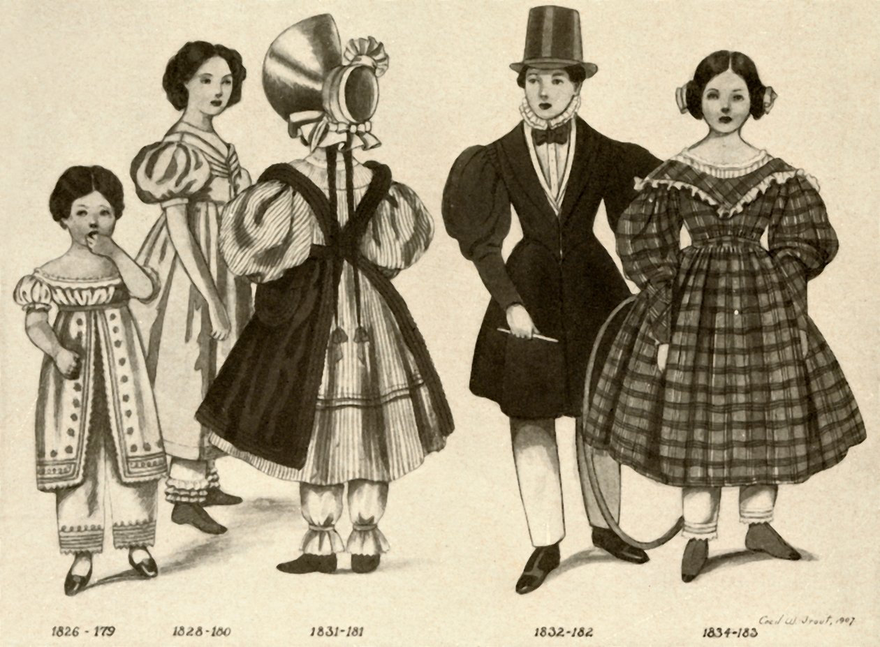 1820-1840, 1907, 1937 arası çocuk giyimi. by Cecil W. Trout