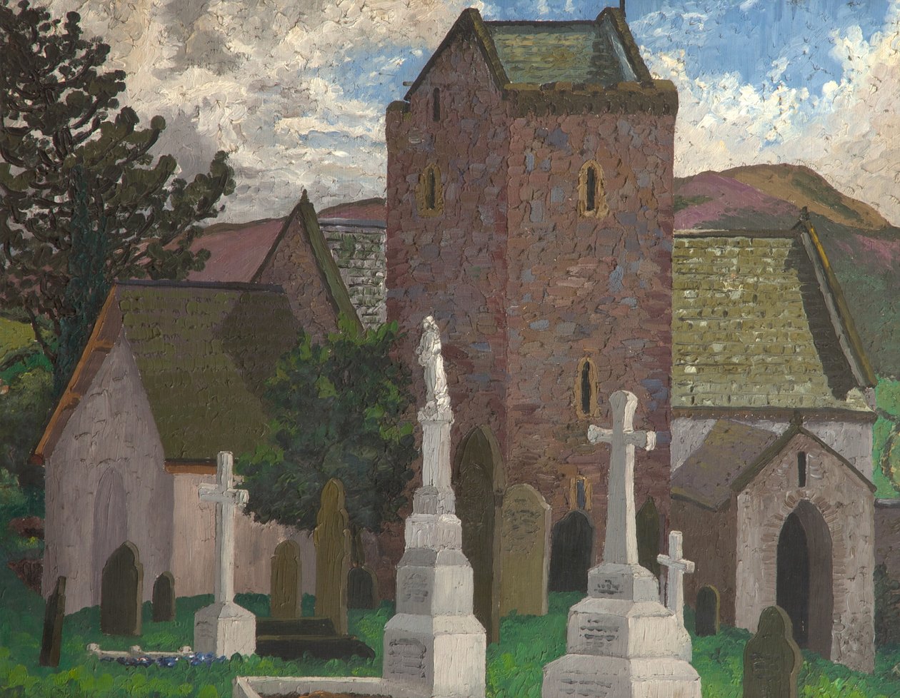 Llangennith Kilisesi, Güney Galler, 1930 dolayları (tuval üzerine yağlı boya) by Cedric Morris