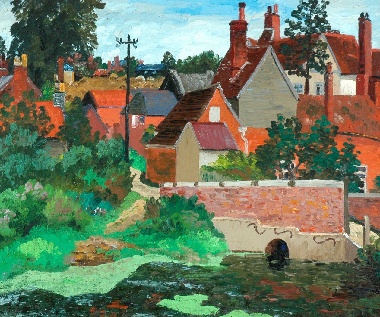 Polstead, Suffolk, c.1933 (tuval üzerine yağlı boya) by Cedric Morris