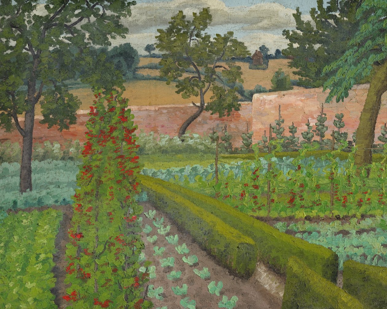 Savaş zamanı bahçesi (tuval üzerine yağlı boya) by Cedric Morris