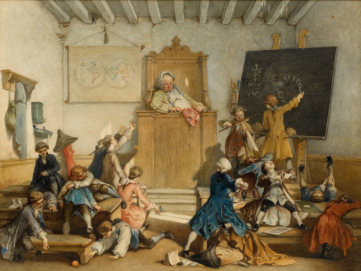 Ayrıcalıklıların Eğitimi, Saraylıların Çocukları İçin Bir Okul, Viyana, 1867 (kağıt üzerinde wc) by Cesare Felix dell Acqua