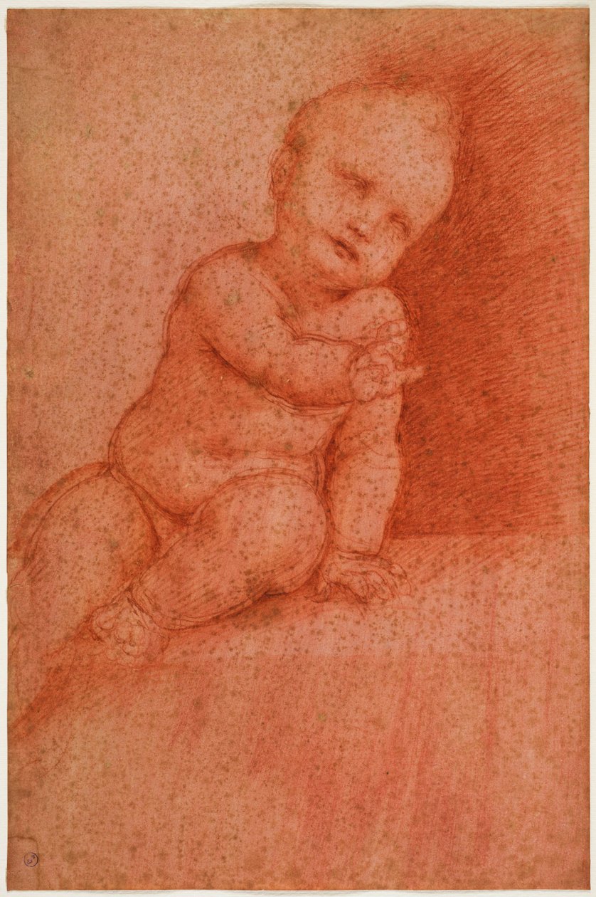 Putto çalışması (İsa Kutsanmış Çocuk), 16. yüzyılın başlarında (kırmızı hazırlanmış kağıt üzerinde kan) by Cesare da Sesto