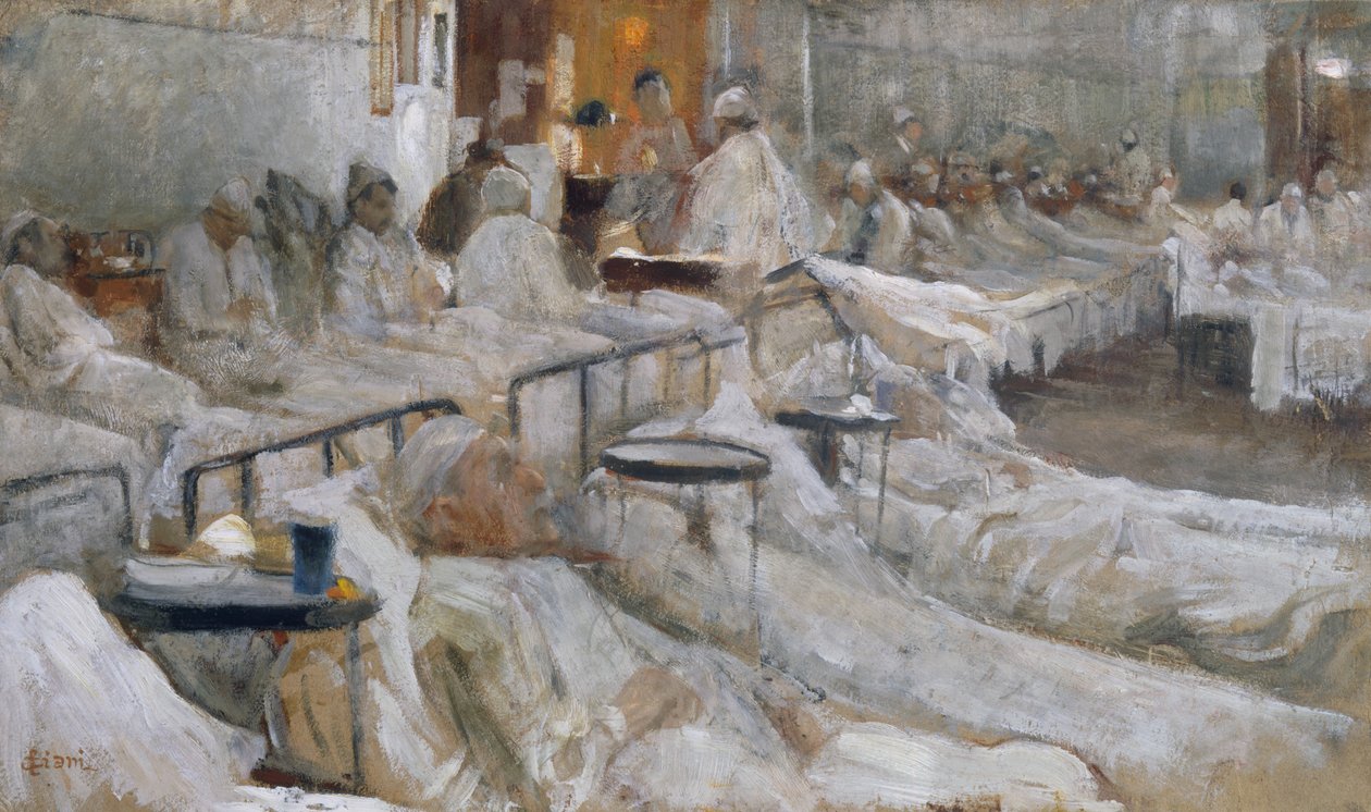 Hastane koğuşu, tablo, Cesare Ciani (1854-1925), İtalya by Cesare Ciani