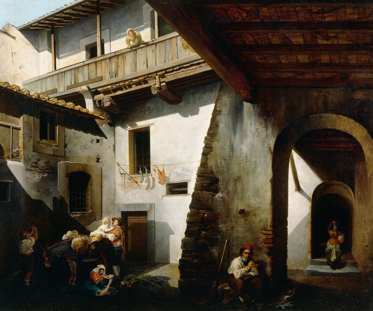 Köylülerin bulunduğu hanın içi, Cesare Coghetti (aktif 1850-1899) by Cesare Coghetti