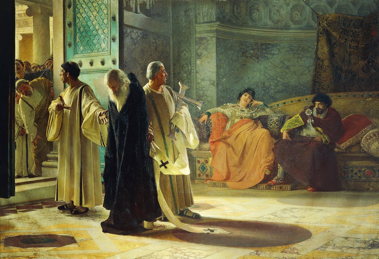 Papa Silverio'nun İfadesi, 537, tuval üzerine yağlıboya, Cesare Maccari (1840-1919) by Cesare Maccari