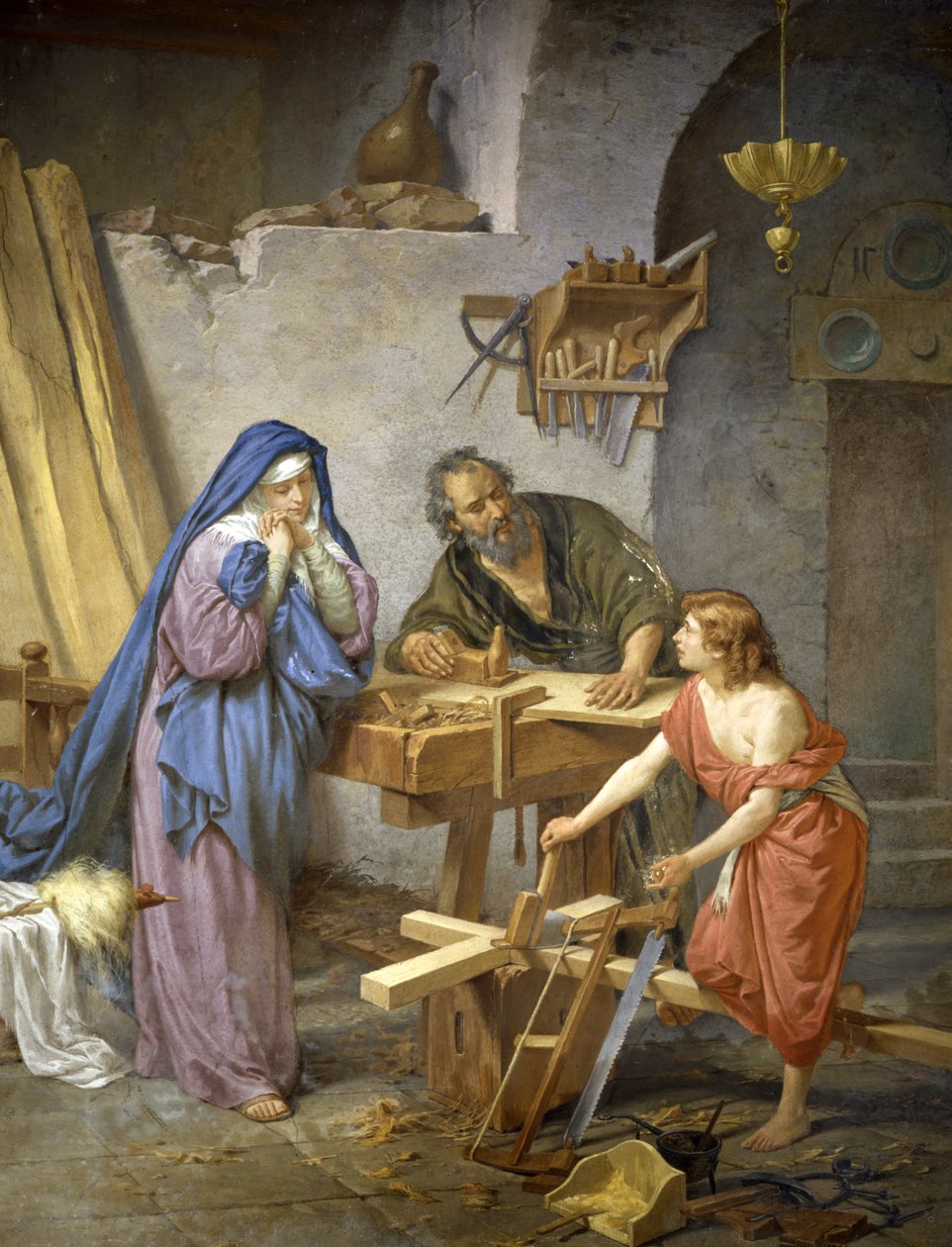 marangozlukta Yusuf, Meryem ve İsa by Cesare Maccari