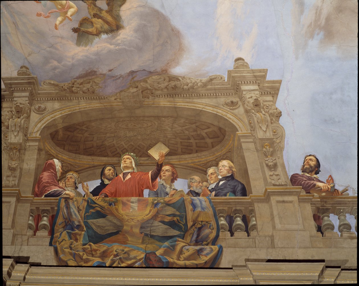 İtalya Alegorisinden detay, Cesare Mariani (1826-1901) freski, tavan, Çoğunluk Salonu, Palazzo delle Finanze (Maliye Sarayı), Roma. İtalya by Cesare Mariani