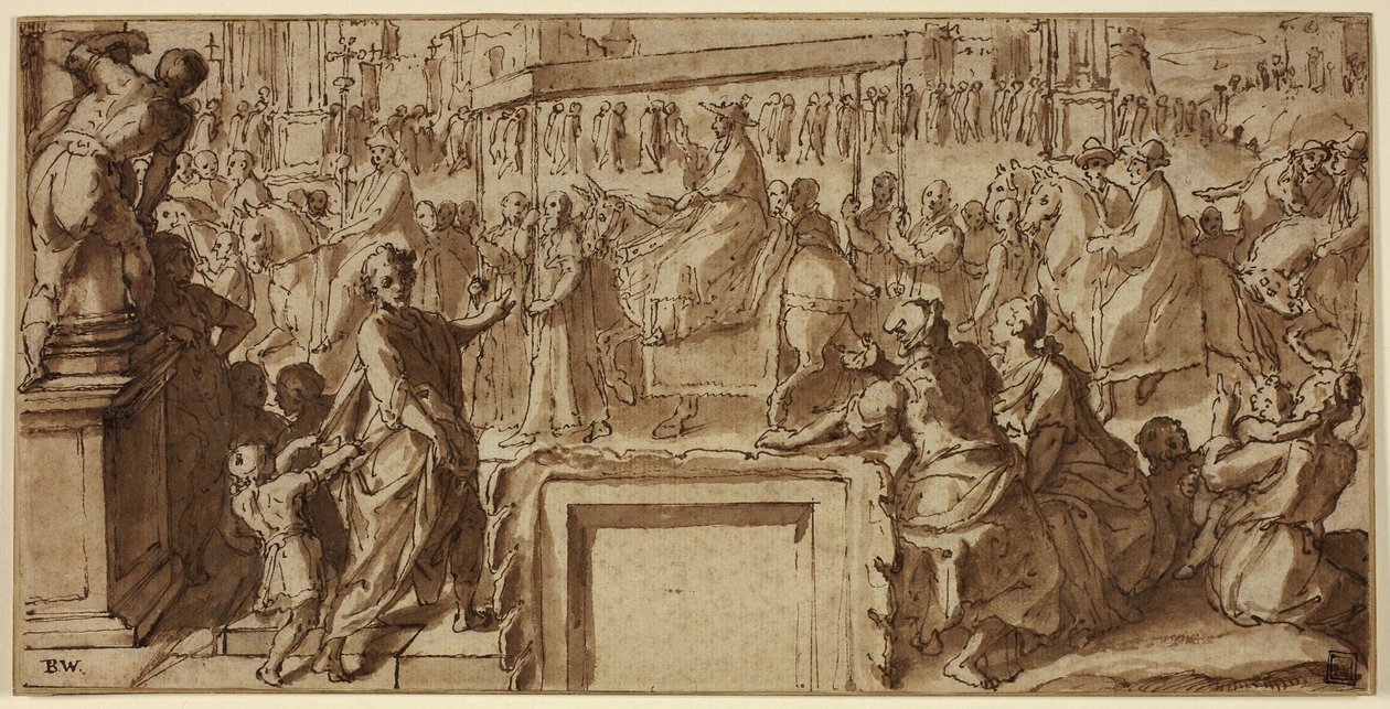Saint Charles Borromeo Pavia Kasabasına Giriyor: Bir Duvar Dekorasyonu İçin Tasarım by Cesare Nebbia