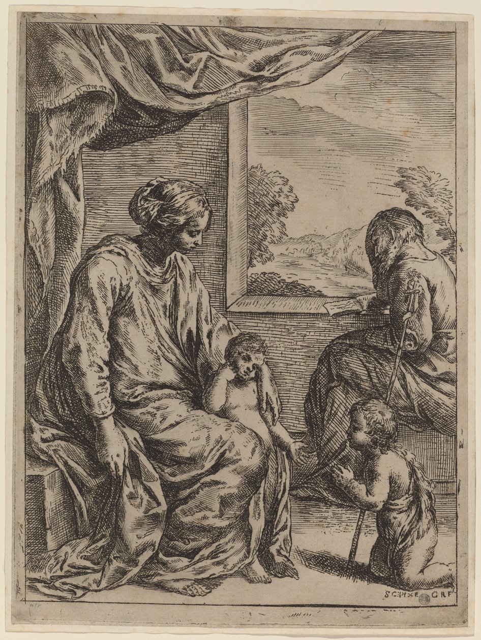 Vaftizci Yahya ile Kutsal Aile by Cesare Roberti, after Simone Cantarini
