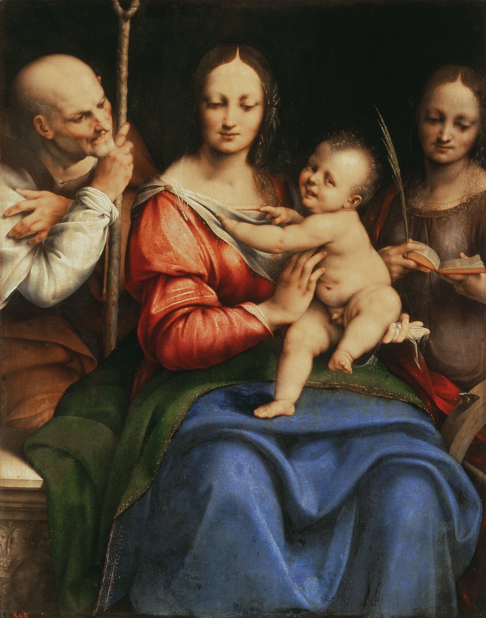 Aziz Catherine ile Kutsal Aile, 1515-20 (panelden aktarılmış tuval üzerine yağlıboya) by Cesare da Sesto
