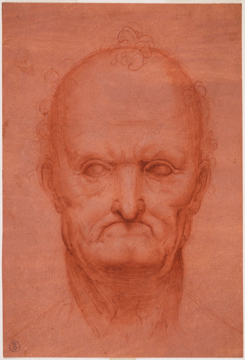 Yaşlı adamın başı, c. 1515 (hazırlanmış kırmızı kağıt üzerine kan) by Cesare da attr.to Sesto