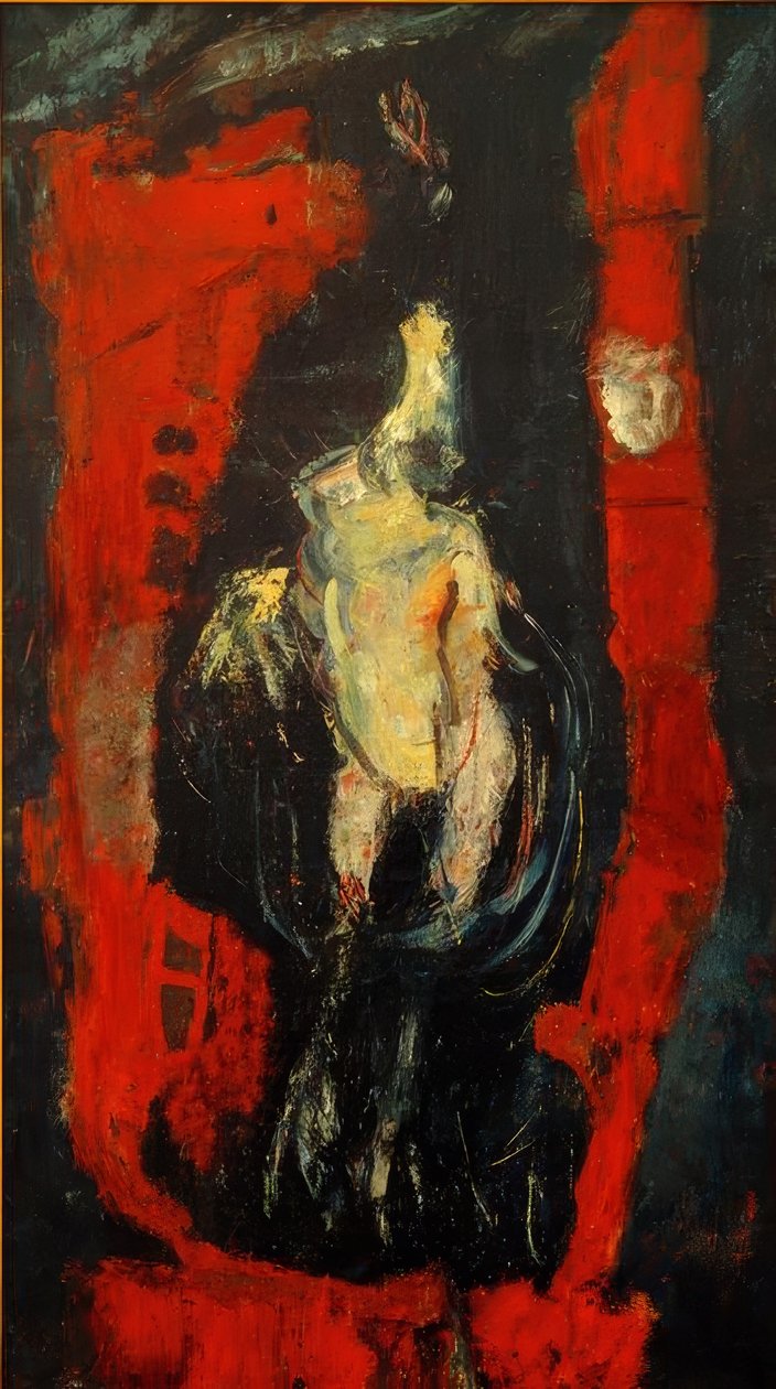 Ch. Soutine, kümes hayvanları, kırmızı bir duvarın önünde asılı by Chaim Soutine