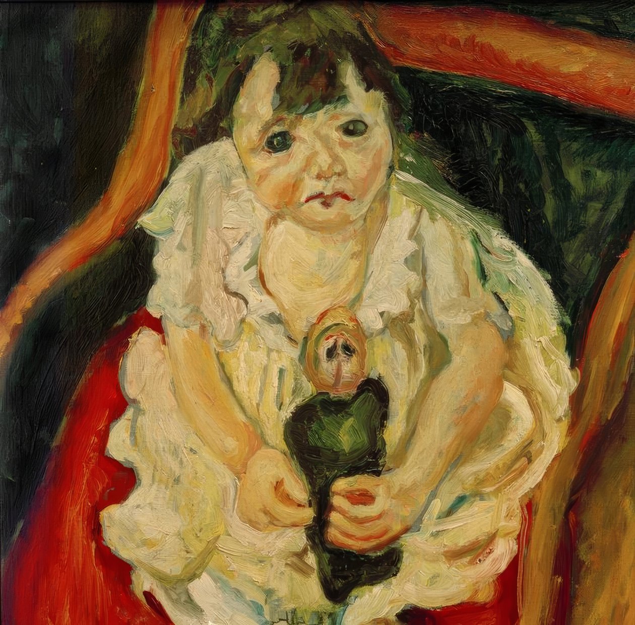 Ch. Soutine, oyuncak bebekli küçük kız by Chaim Soutine