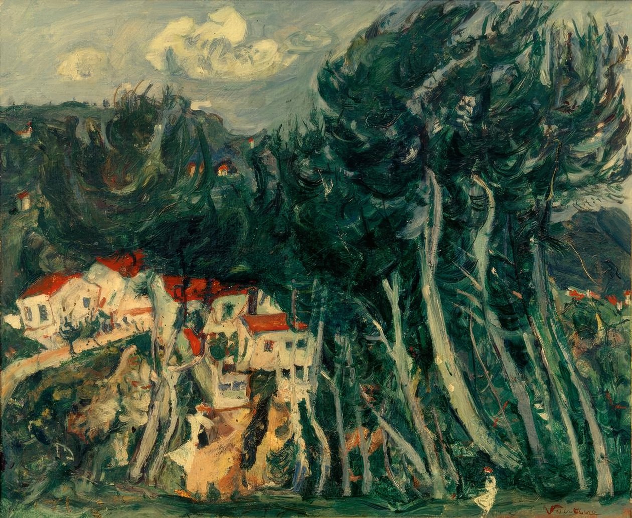 Ch. Soutine, köy solda, ağaçlar sağda by Chaim Soutine
