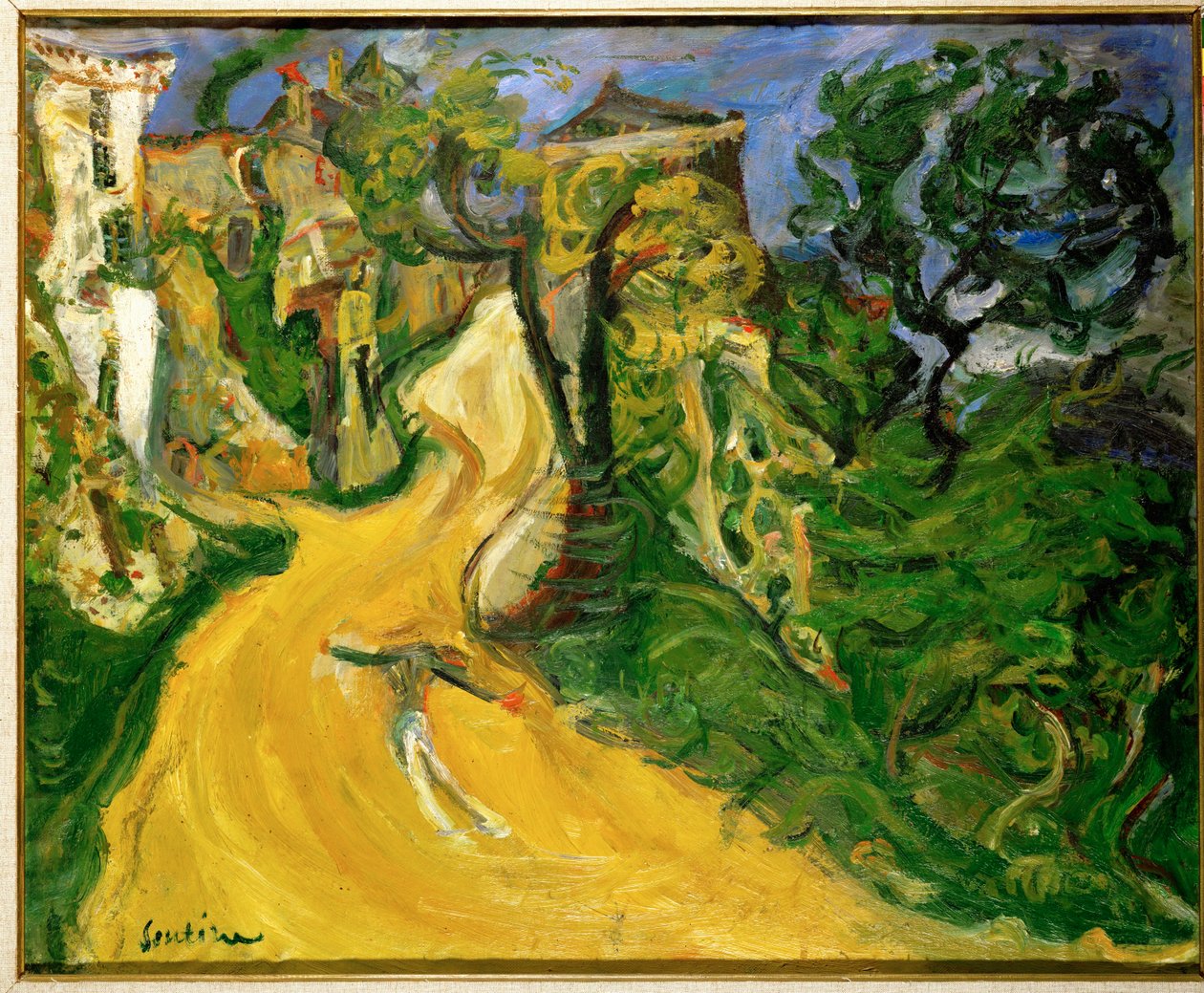 Yoldaki Mavi Adam (tuval üzerine yağlıboya) by Chaim Soutine