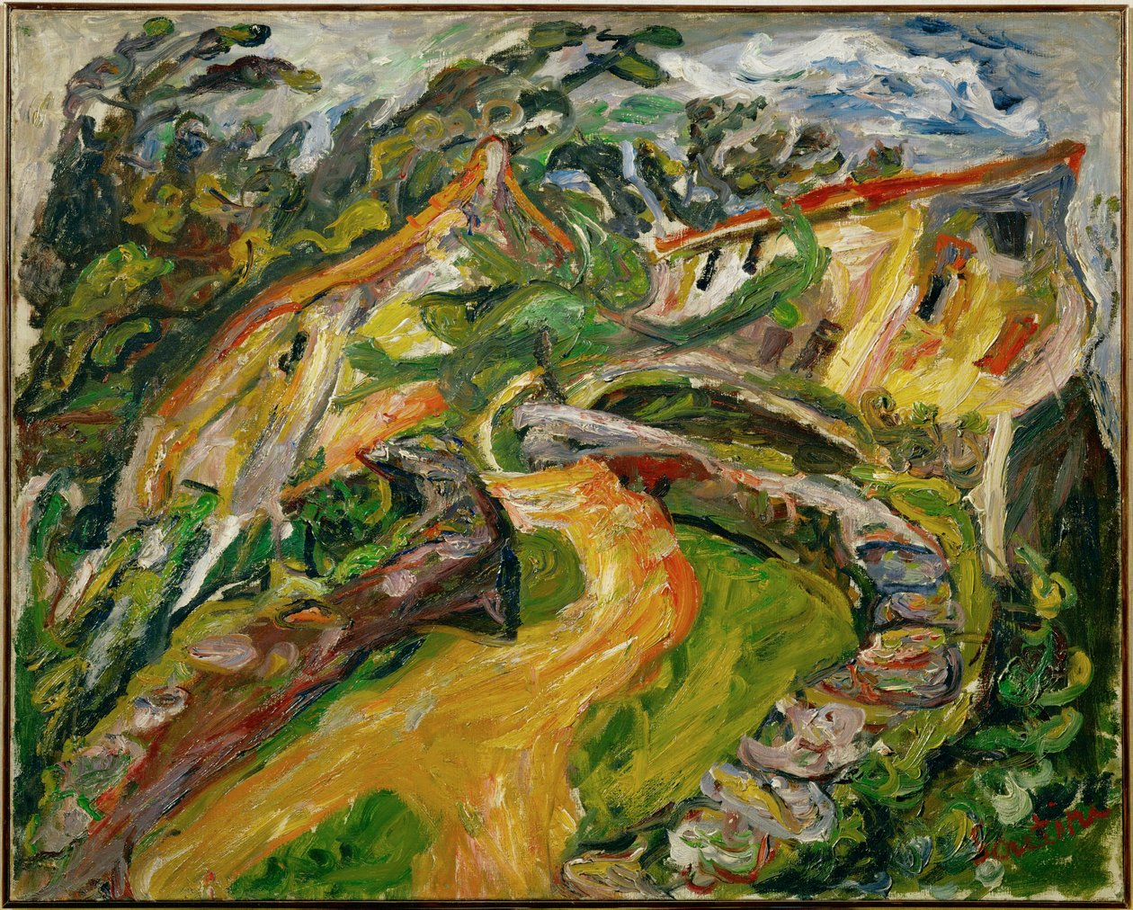 Yükselen yol ile manzara (tuval üzerine resim) by Chaim Soutine
