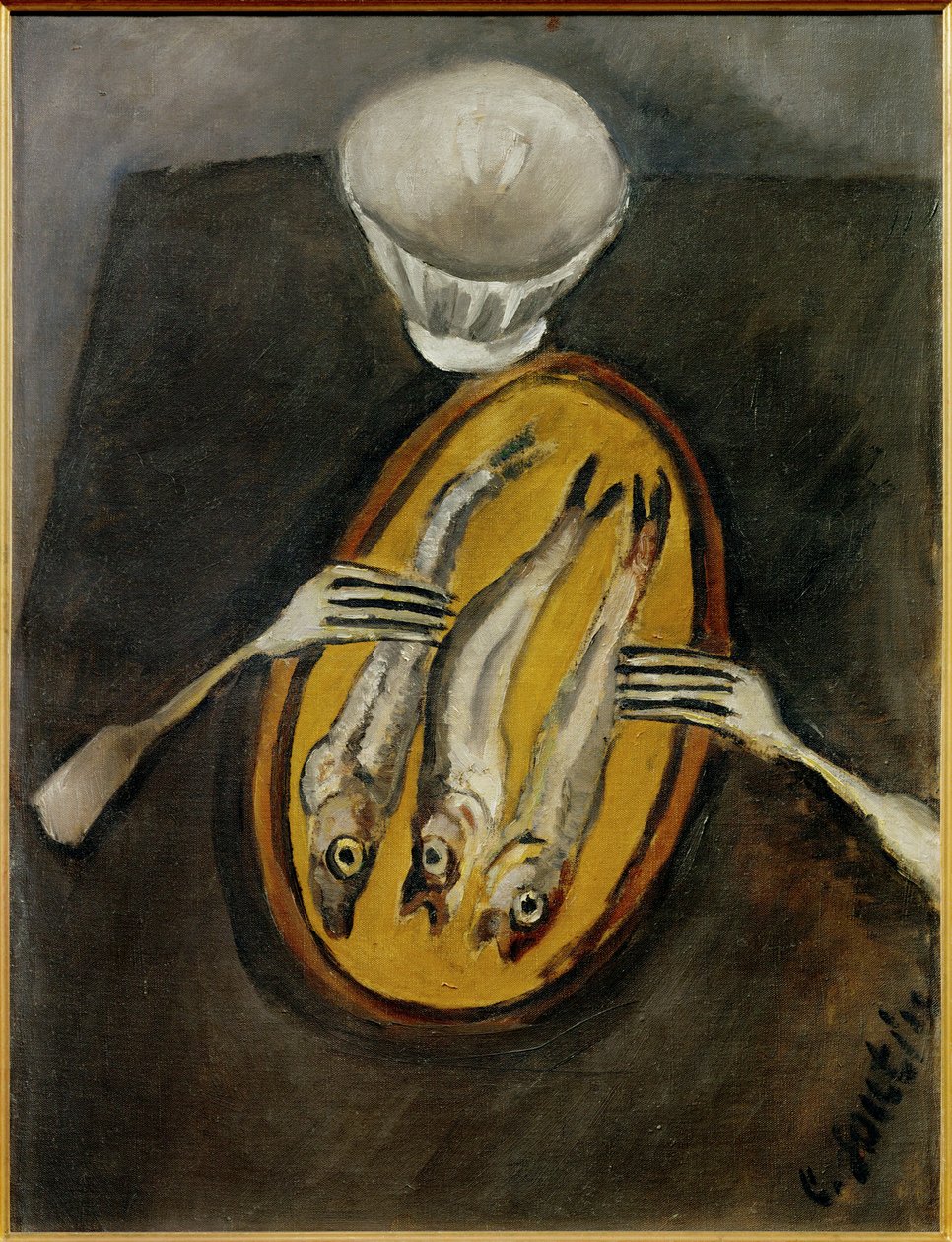 Ringa balığı ile natürmort, c.1916 (tuval üzerine resim) by Chaim Soutine